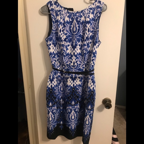 Blue patterned business dress - Picture 1 of 1